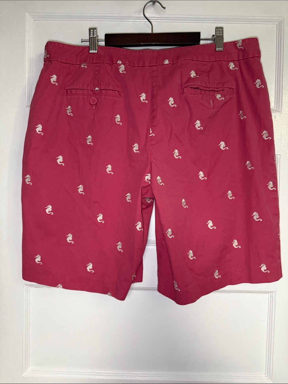 Talbots Pink Seahorse Embroidered Flat-Front Shorts - Picture 5 of 10